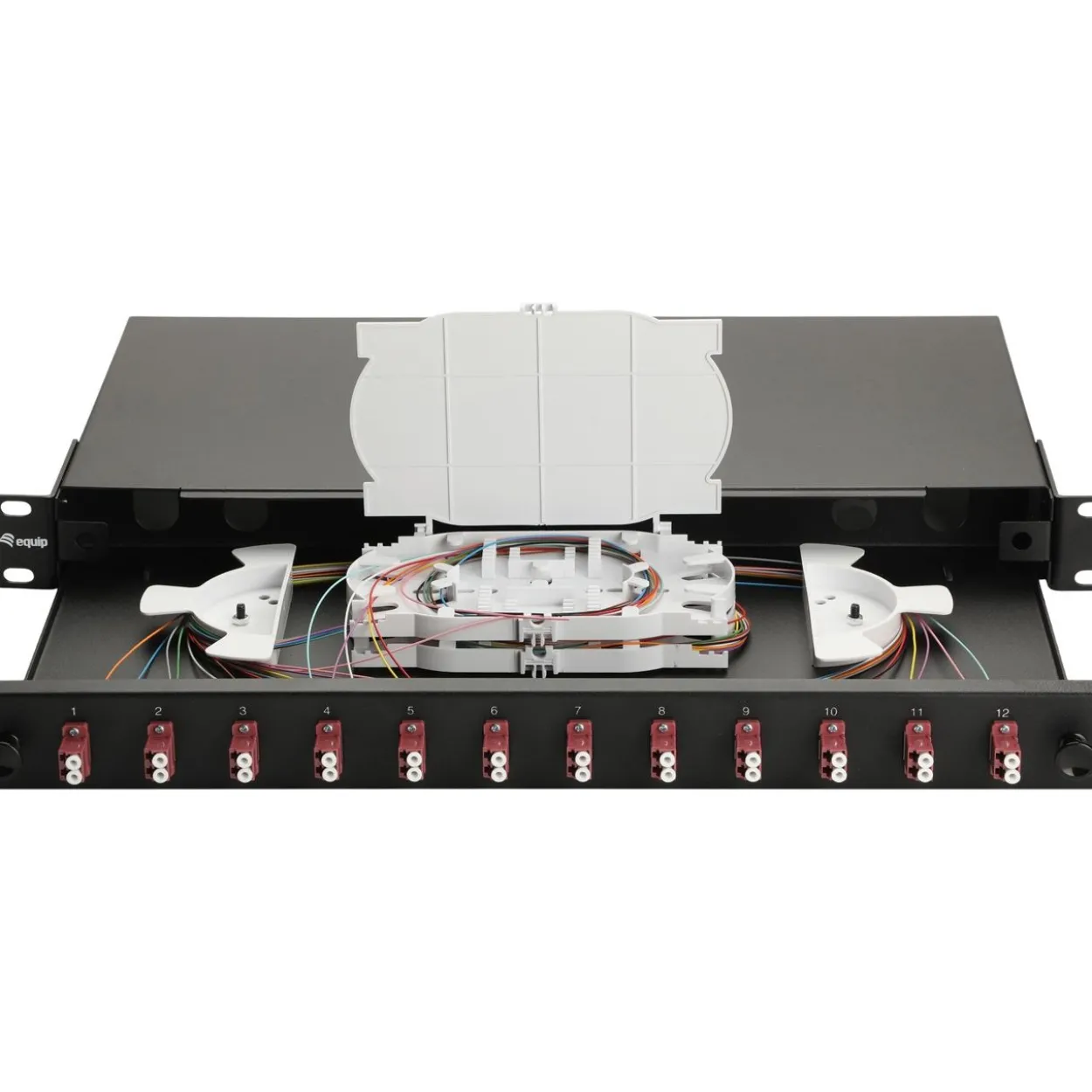 Equip LWL-Spleißkasten 12-Port LC-Duplex OM4 1U komplett sw