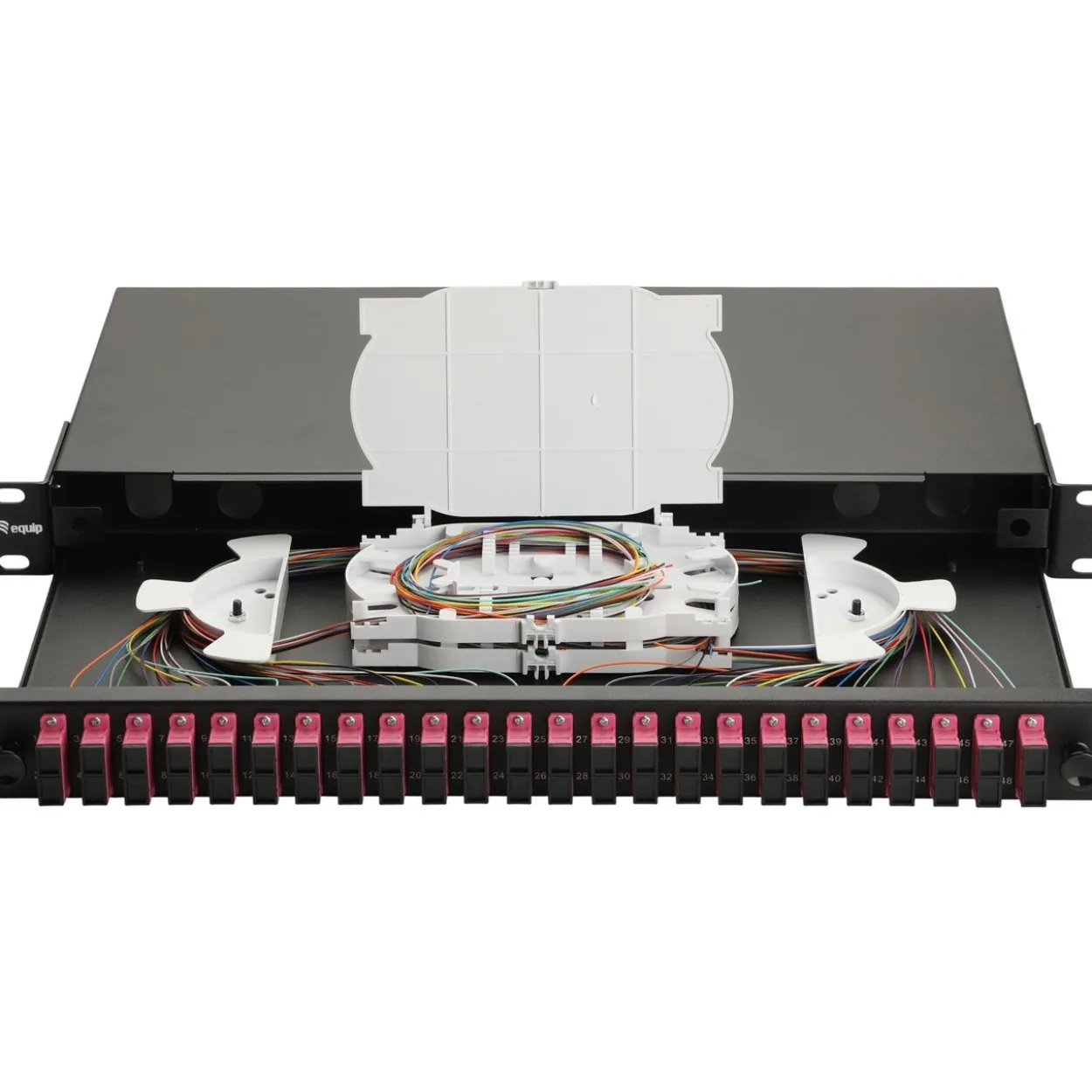 Equip LWL-Spleißkasten 24-Port SC-Duplex OM4 1U komplett sw
