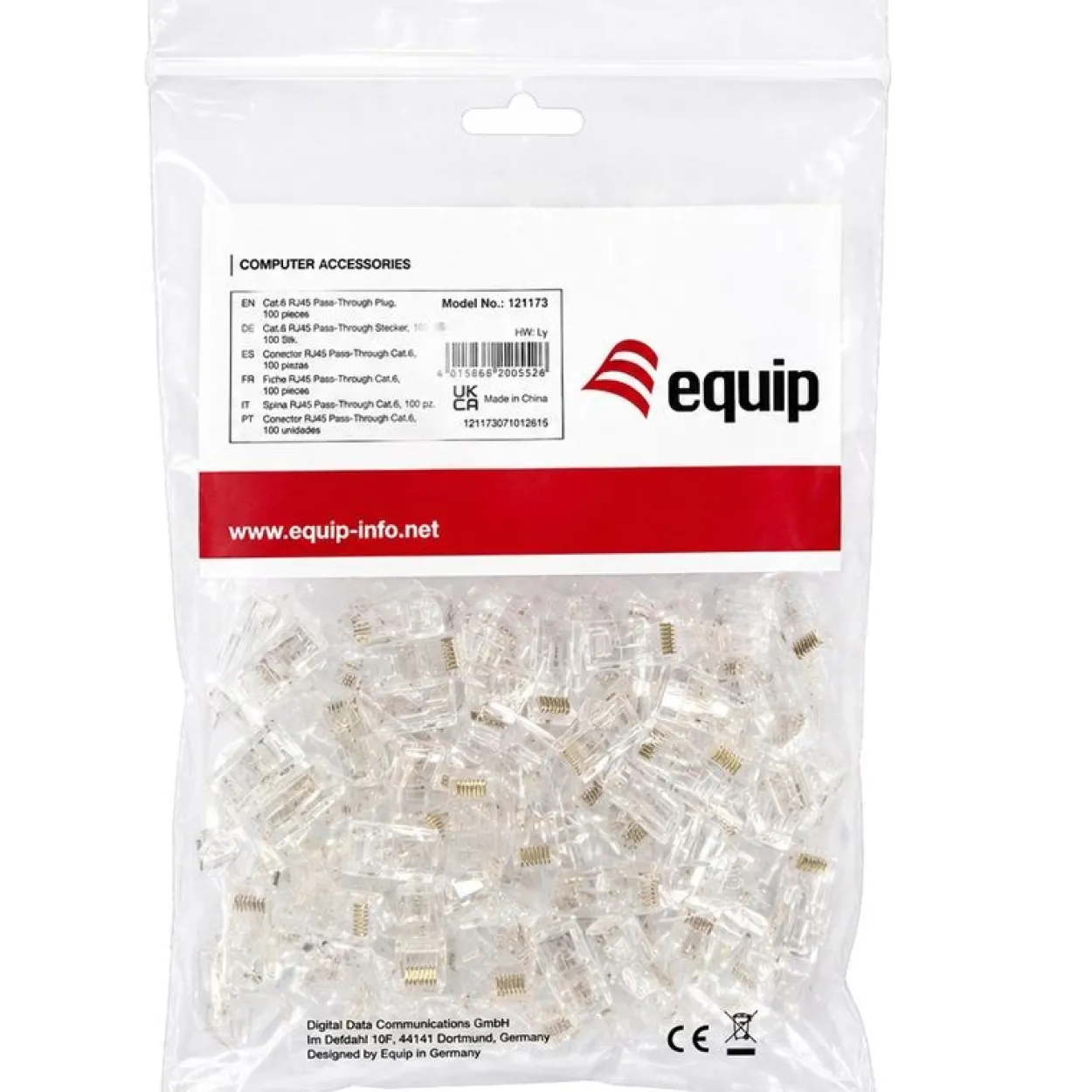 Equip Steckersatz Cat6 RJ45 UTP ungeschirmt 100Stk transpare