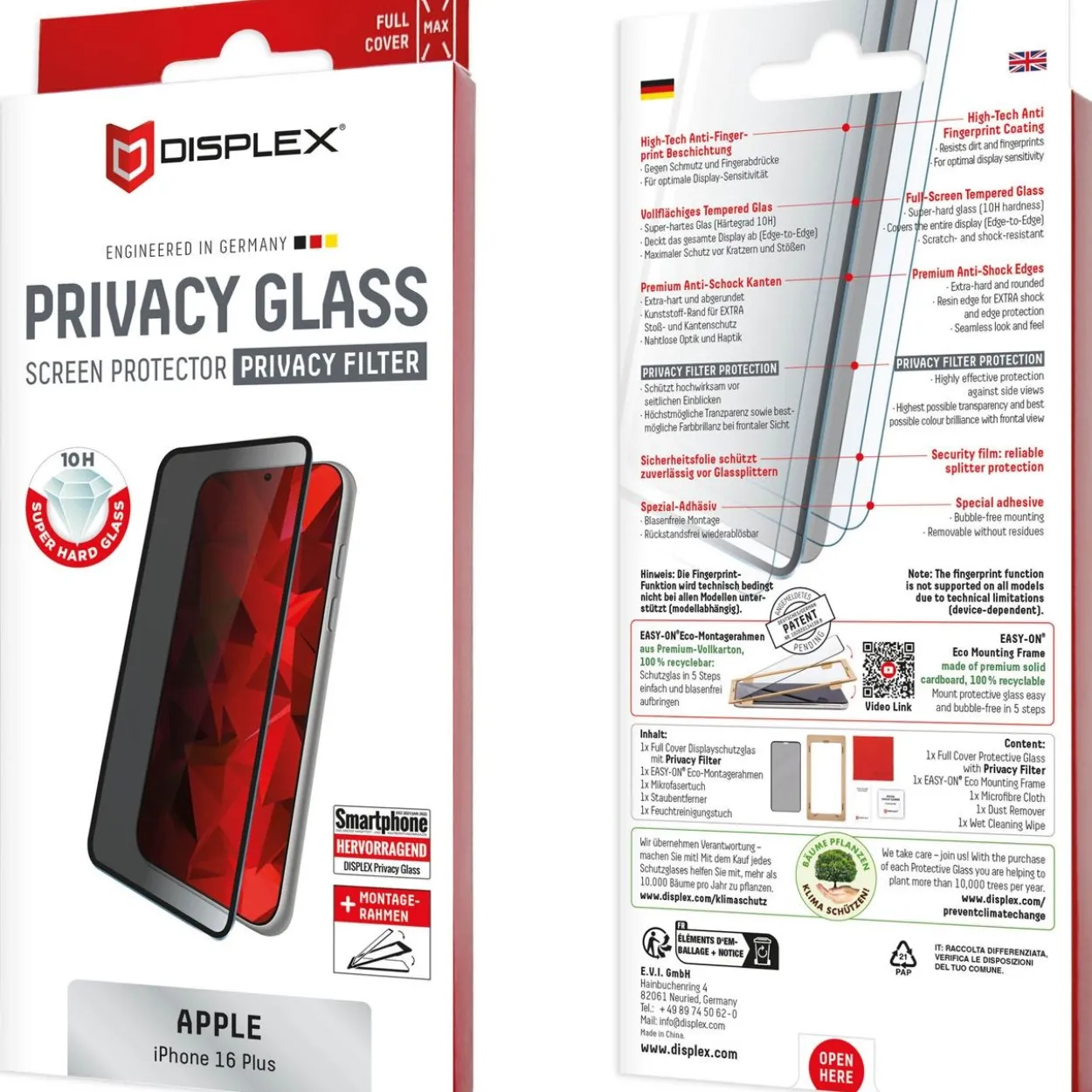 E.V.I DISPLEX PRIVACY GLASS FC IPHONE 16 PLUS