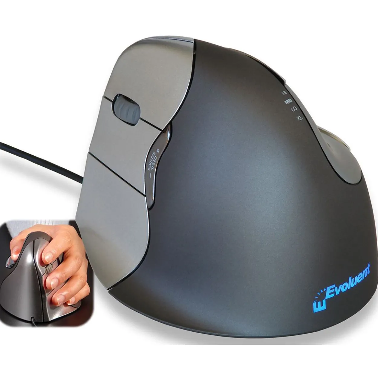 Evoluent VerticalMouse 4 left USB silber (kabelgebunden)