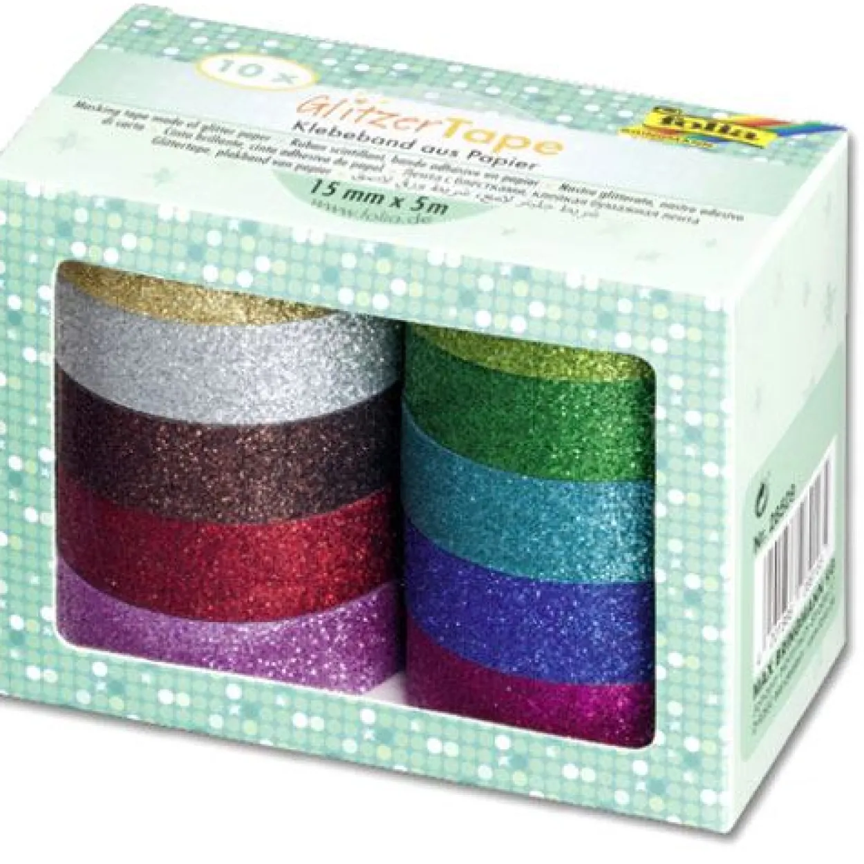 folia Deko-Klebeband "Glitter Tape", 10-farbig sortiert