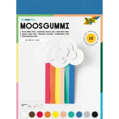 folia Moosgummi Basic sortier mehrfarbig 10 Blatt