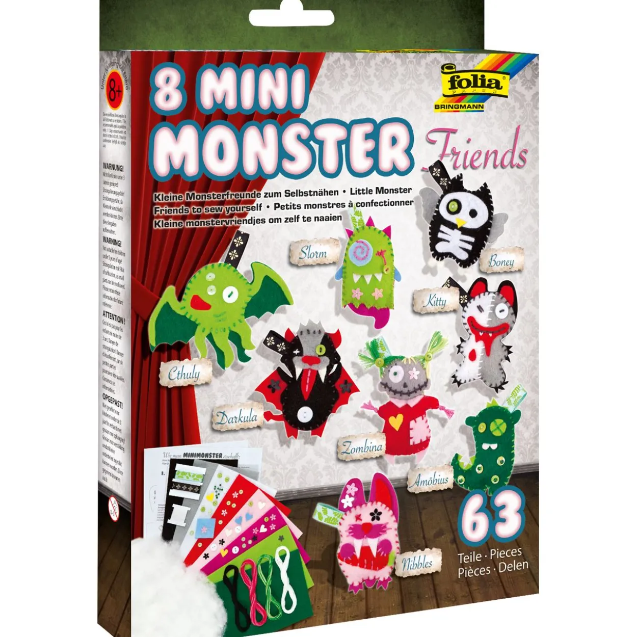 folia Nähset Mini Monster Friends mehrfarbig