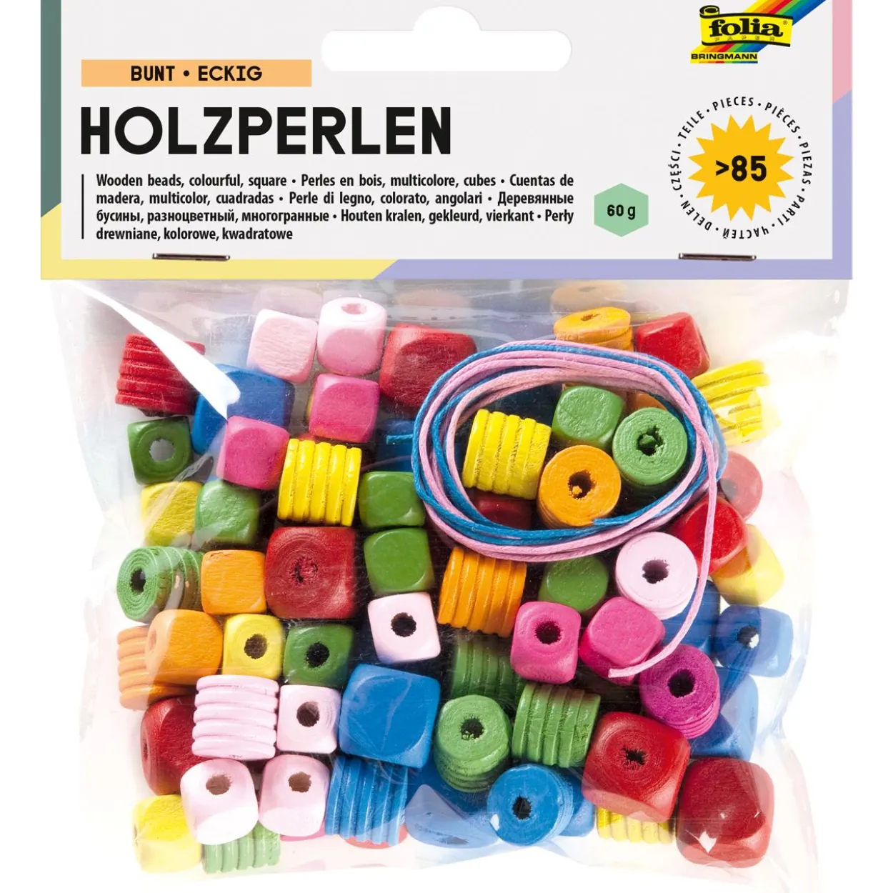 folia Perlen-Set Bunt eckig farbsortiert 85 St.