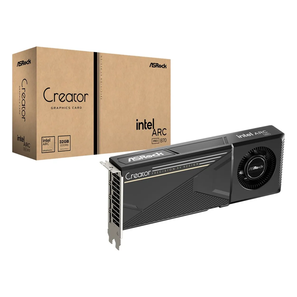 32GB ASRock Arc Pro B70 Creator 32GB, B70 CT 32G, 32GB GDDR6, 4x DP
