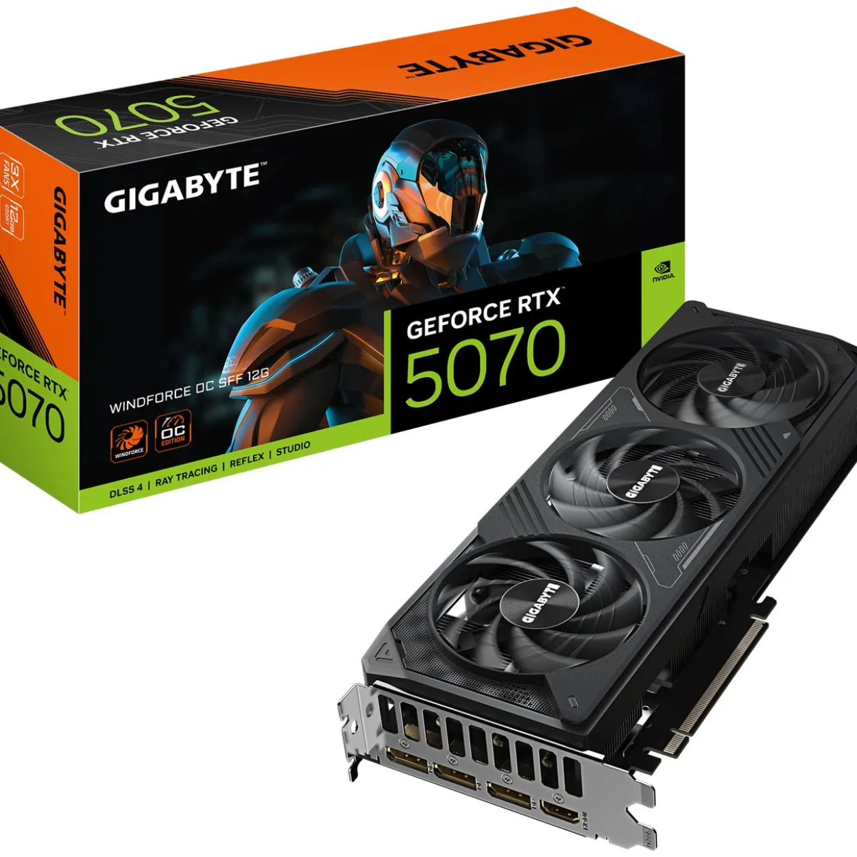 12GB Gigabyte GeForce RTX 5070 Windforce OC SFF Aktiv PCIe 5.0 x16 1xHDMI 2.1b / 3xDisplayPort 2.1b (Retail)