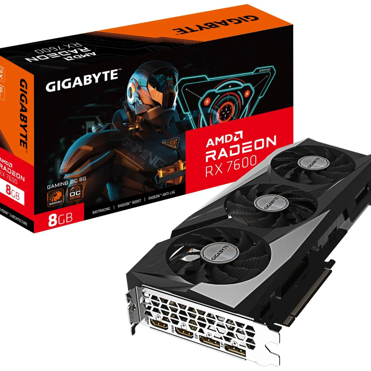 8GB Gigabyte Radeon RX 7600 Gaming OC Aktiv PCIe 4.0 x16 (x8) (Retail)