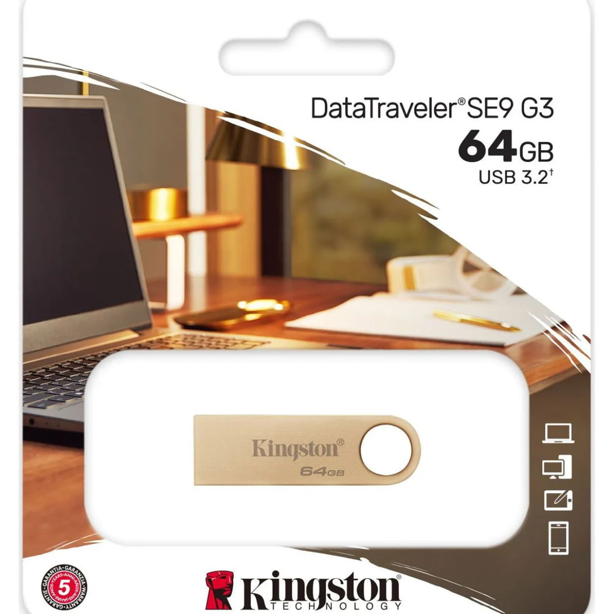 64 GB Kingston Data Traveler SE9 G3 gold USB 3.0