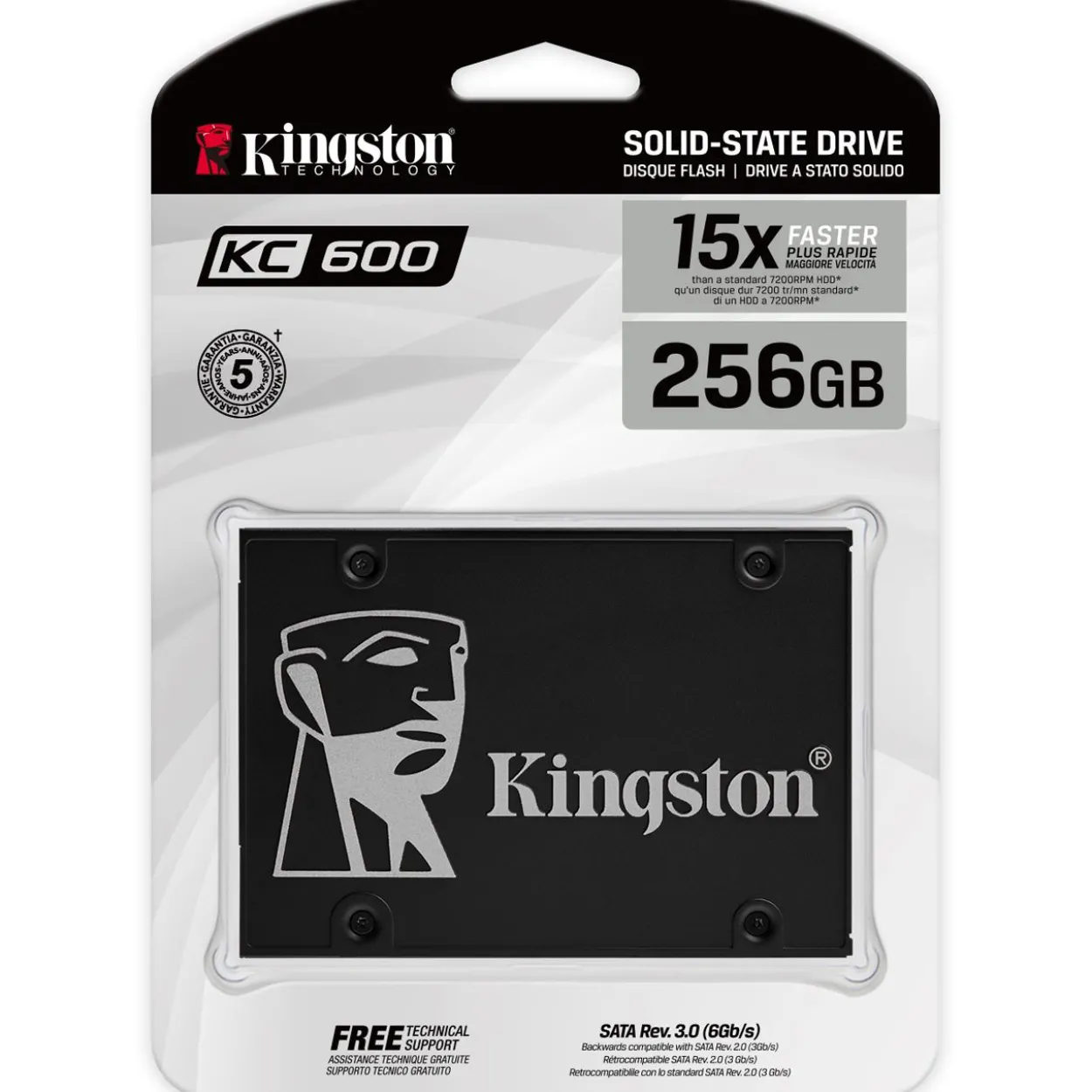 256GB Kingston SSDNow KC600 2.5" (6.4cm) SATA 6Gb/s 3D-NAND TLC (SKC600/256G)