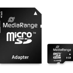 8 GB MediaRange microSDHC Class 10 Retail inkl. Adapter auf SD