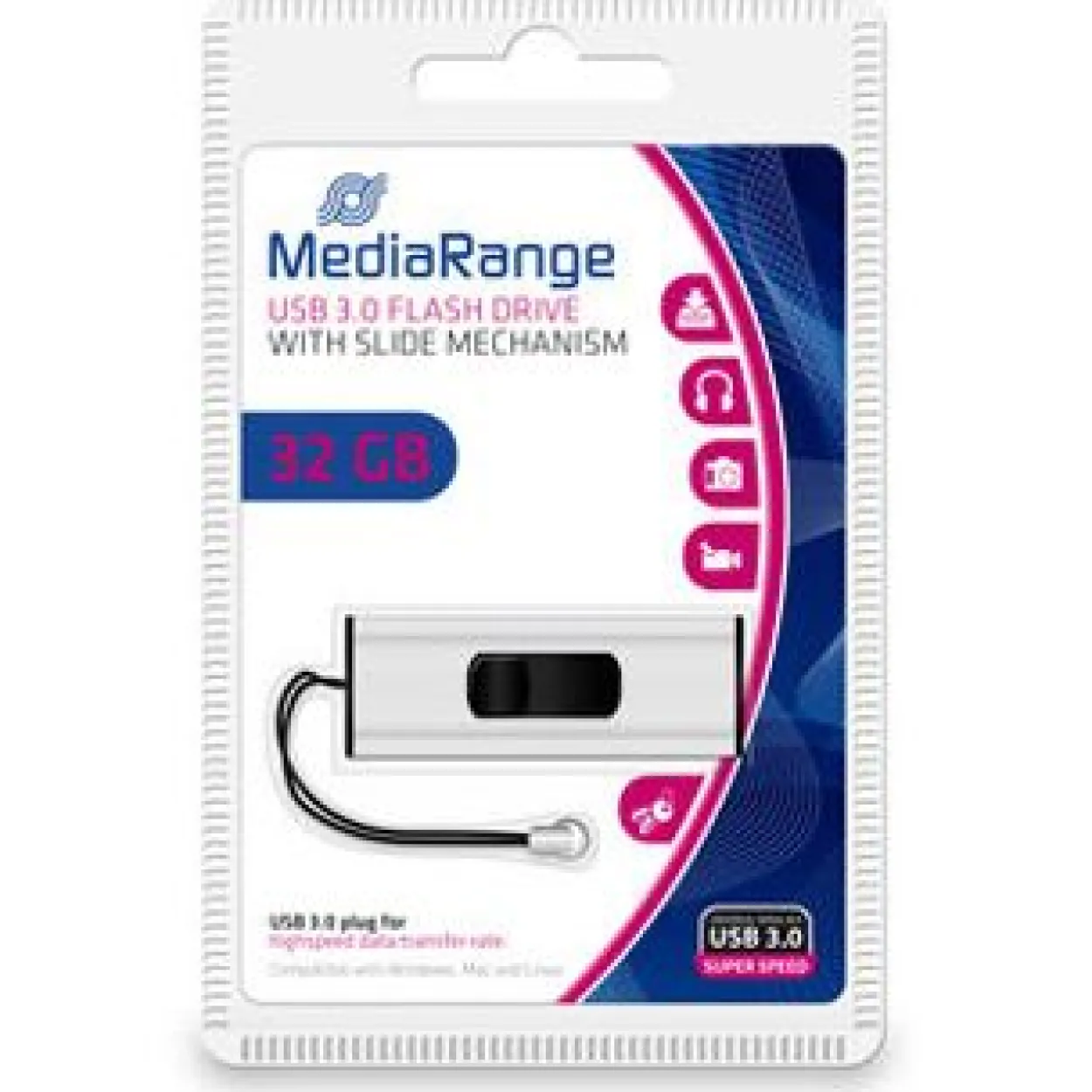 32 GB MediaRange MR916 schwarz/silber USB 3.0