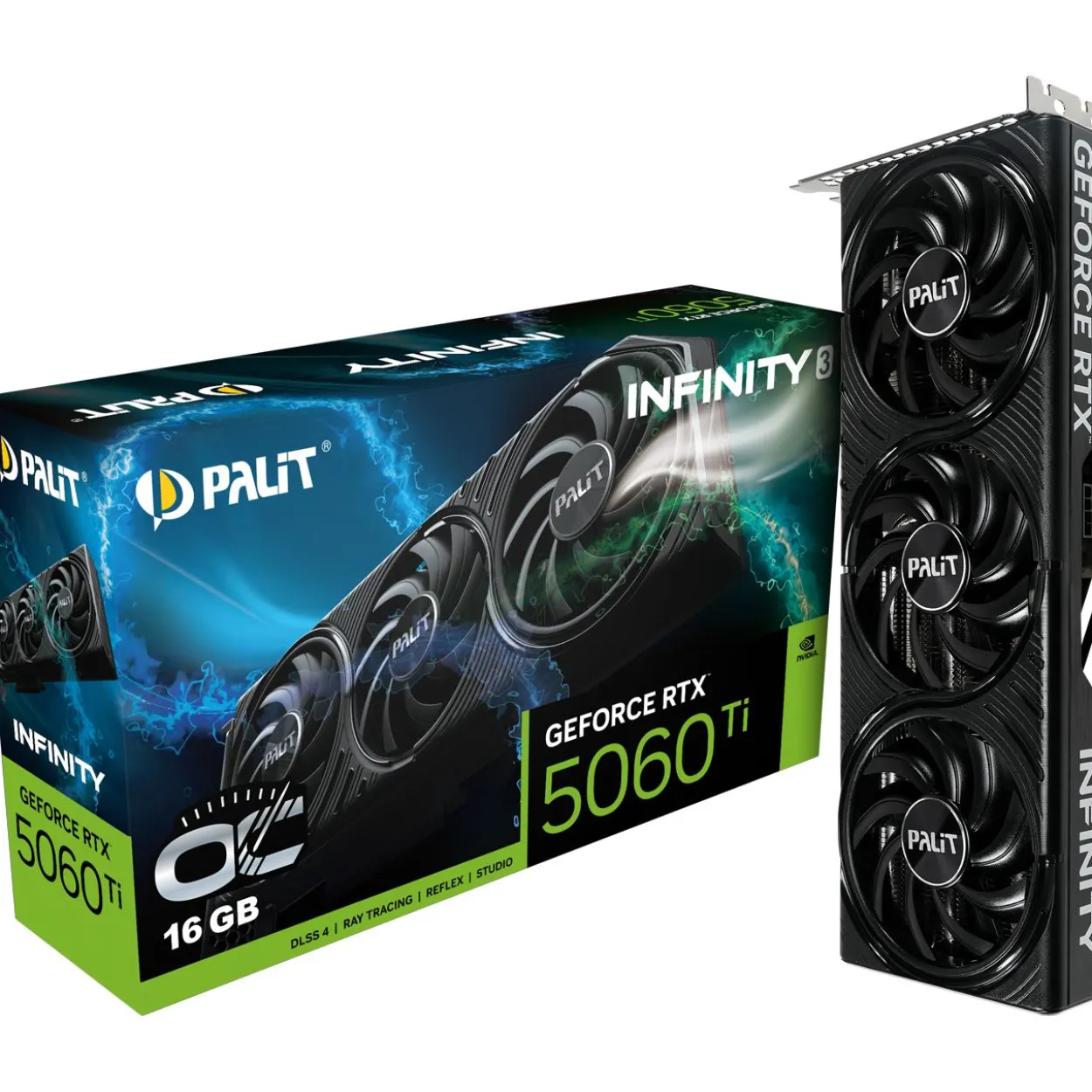 16GB Palit GeForce RTX 5060 Ti Infinity 3 OC Aktiv PCIe 5.0 x16 (x8) 1xHDMI 2.1b / 3xDisplayPort 2.1b (Retail)