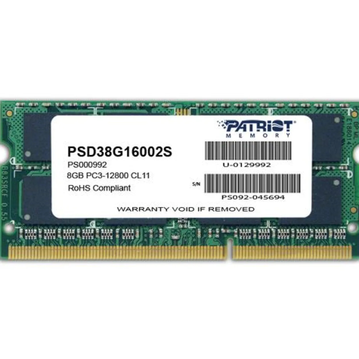 8GB Patriot Signature Line DDR3-1600 SO-DIMM CL11 Single