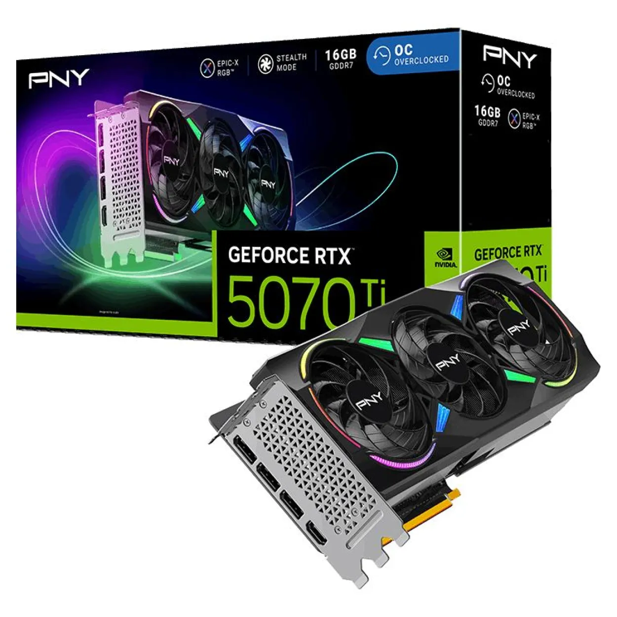 16GB PNY GeForce RTX 5070 Ti Epic-X Overclocked Triple Fan Aktiv PCIe 5.0 x16 (Retail)