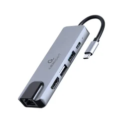 Gembird A-CM-COMBO5-04 USB Type-C 5-in-1 Multiport-Adapter (Hub + HDMI + PD + LAN)