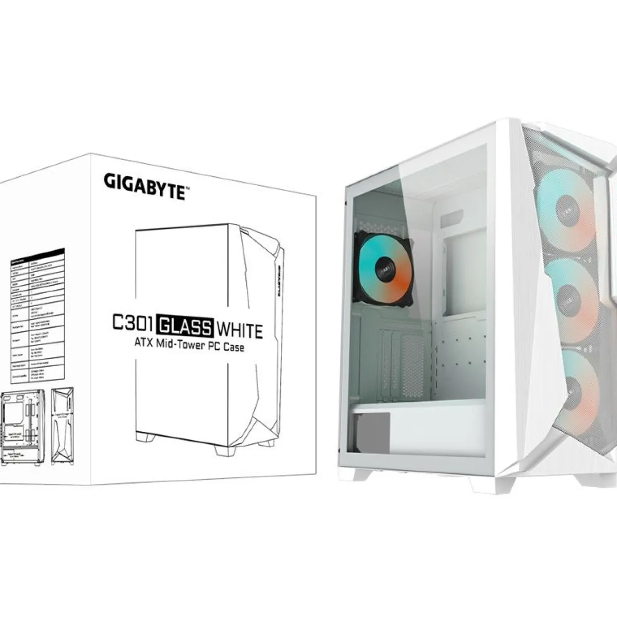 Gigabyte C301 Glass V2 Midi Tower weiss