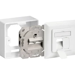 Goobay CAT.6 Universaldose inkl. Aufputzmontage-Rahmen (weiß, 2x RJ-45 Buchse)