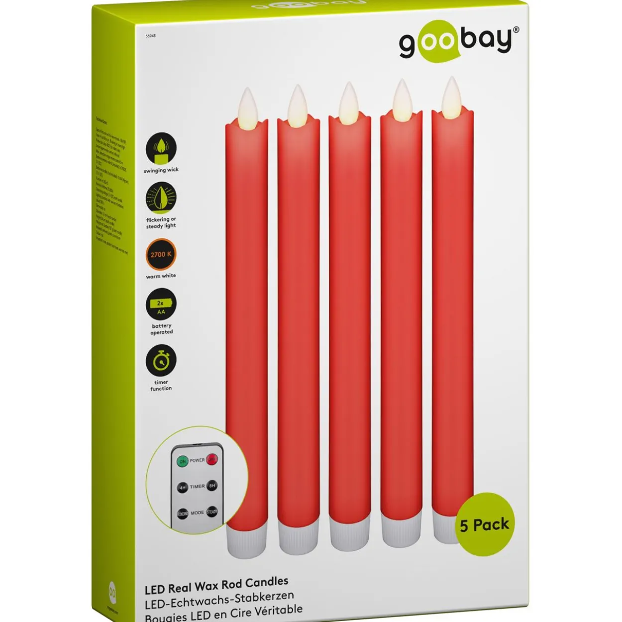 goobay LED-Kerzen rot