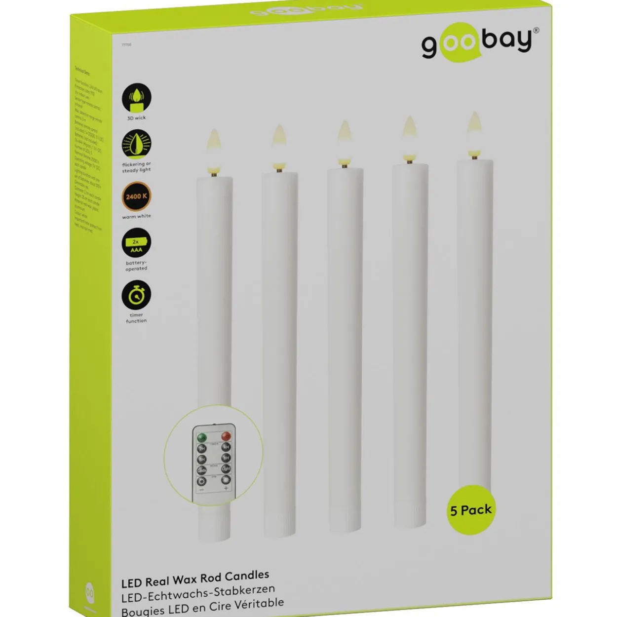 goobay LED-Kerzen weiß, 5 St.