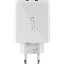 Goobay USB-C PD Dual-Schnellladegerät 30 Watt (weiß, 1x USB-A, 1x USB-C PD)