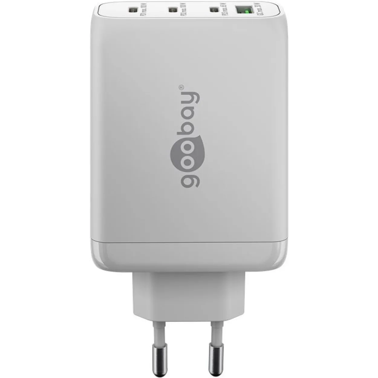 Goobay USB-C PD Multiport-Schnellladegerät 100 Watt (weiß, 1x USB-A QC, 3x USB-C PD, GaN-Technologie)