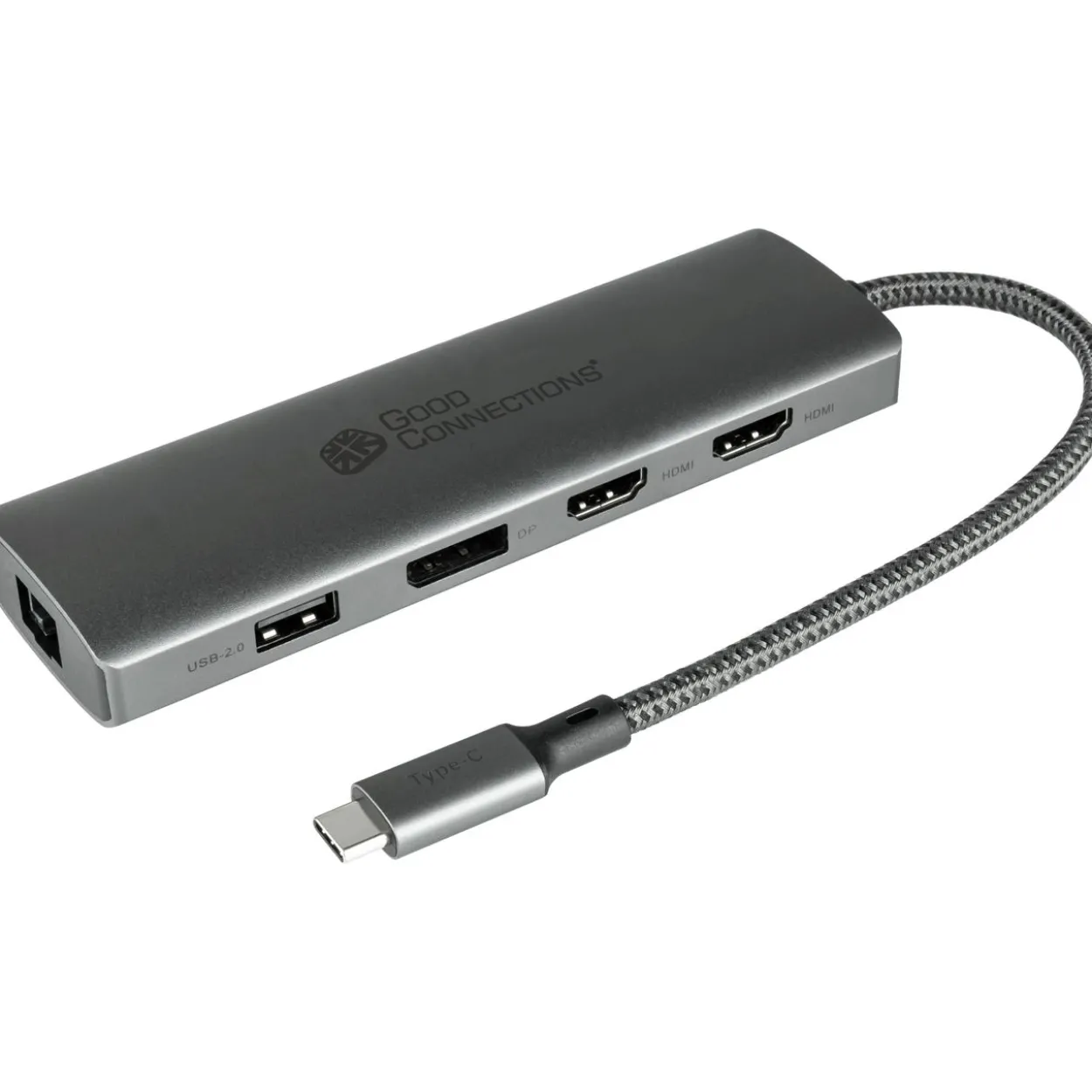 GoodConnections HUB-C001A USB-C HUB 10-Port 2xHDMI; 1xDP; 1xUSB-C; 2xUSB 3.0; 1xUSB 2.0; 1xRJ45; 1xKartenleser Anthrazit