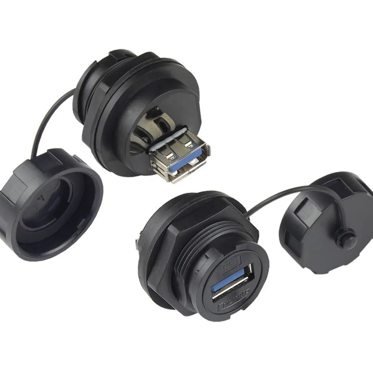 Good Connections Industrie-Steckverbinder S4 - USB 3.0 Durchführungskupplung, Buchse A beidseitig, einseitig mit Deck