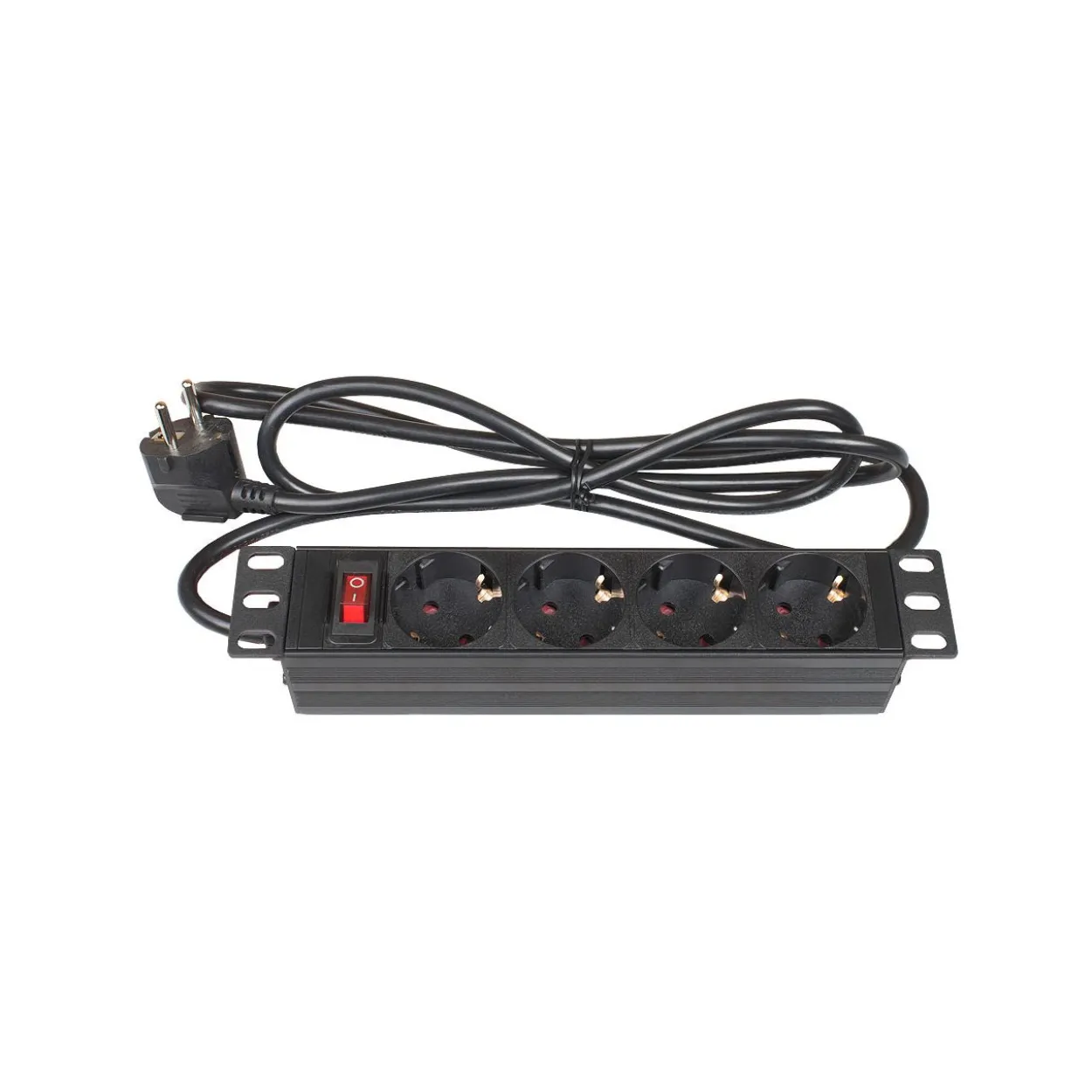 Good Connections Steckdosenleiste, 10 1HE, Schutzkontakt-Stecker an 4x Schutzkontakt-Buchse, mit Schalter, Kinderschutz, Aluminiumprofil