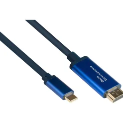 Good Connections USB-CÖ an HDMI 2.0b SmartFLEX Kabel, 4K UHD @60Hz, Aluminiumgehäuse, CU, dunkelblau, 1,5m, Good Conn