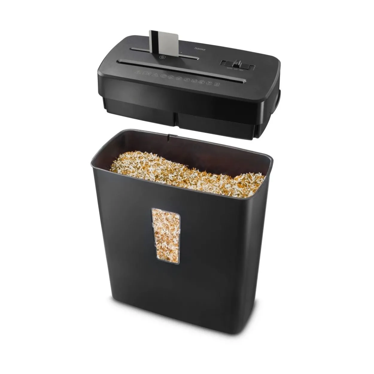 hama Prime M50CD-B Aktenvernichter mit Partikelschnitt P-5, 2 x 12 mm, bis 5 Blatt, schwarz