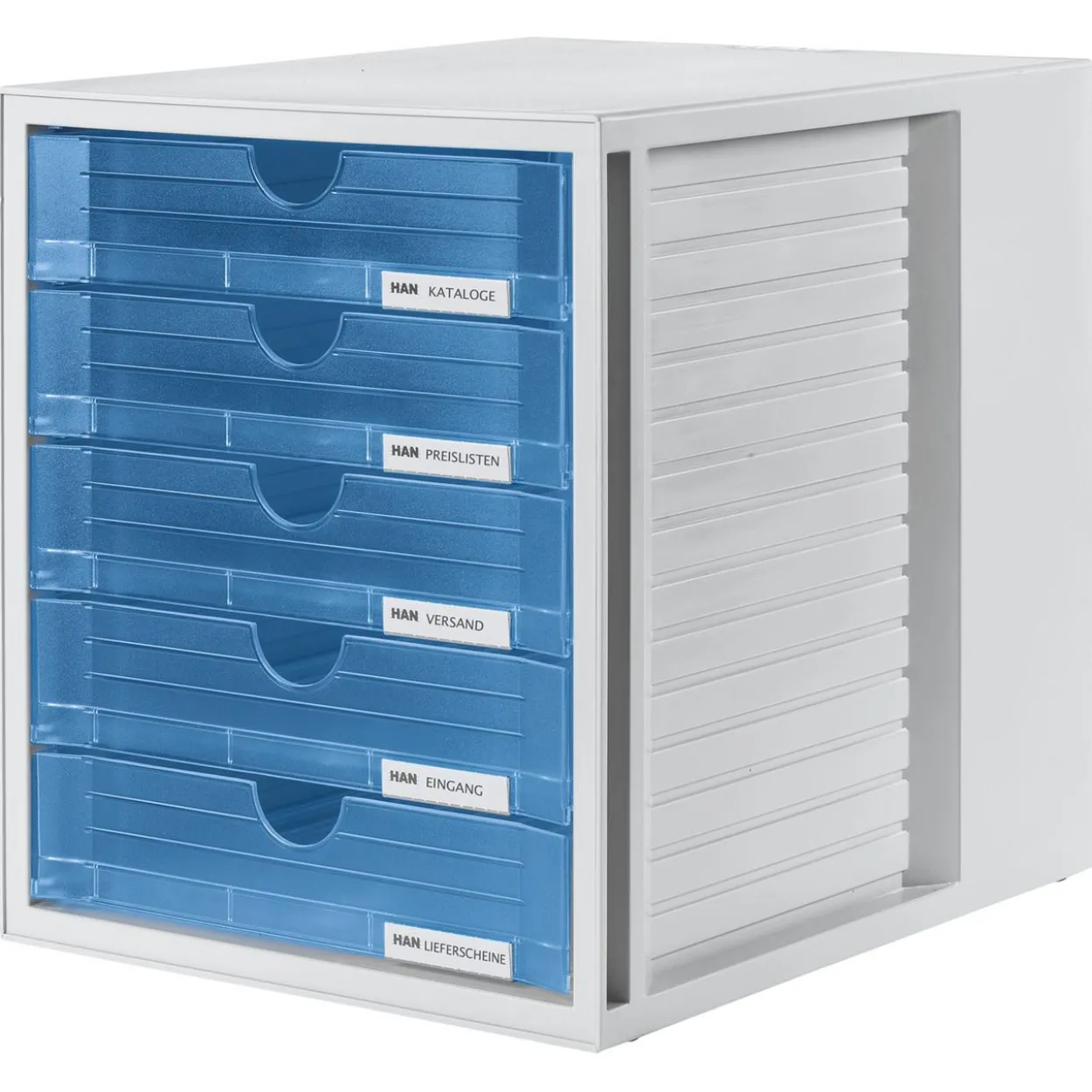 HAN Schubladenbox blau-transparent 1450-64, DIN A4 mit 5 Schubladen