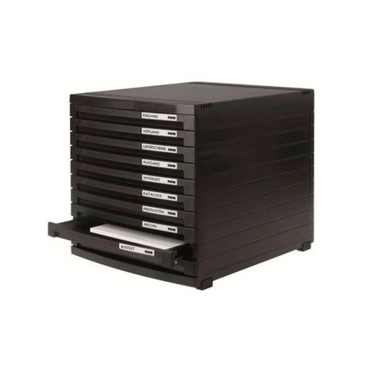 HAN Schubladenbox Contur schwarz 1510-13D, DIN B4 mit 10 Schubladen, 1 St.