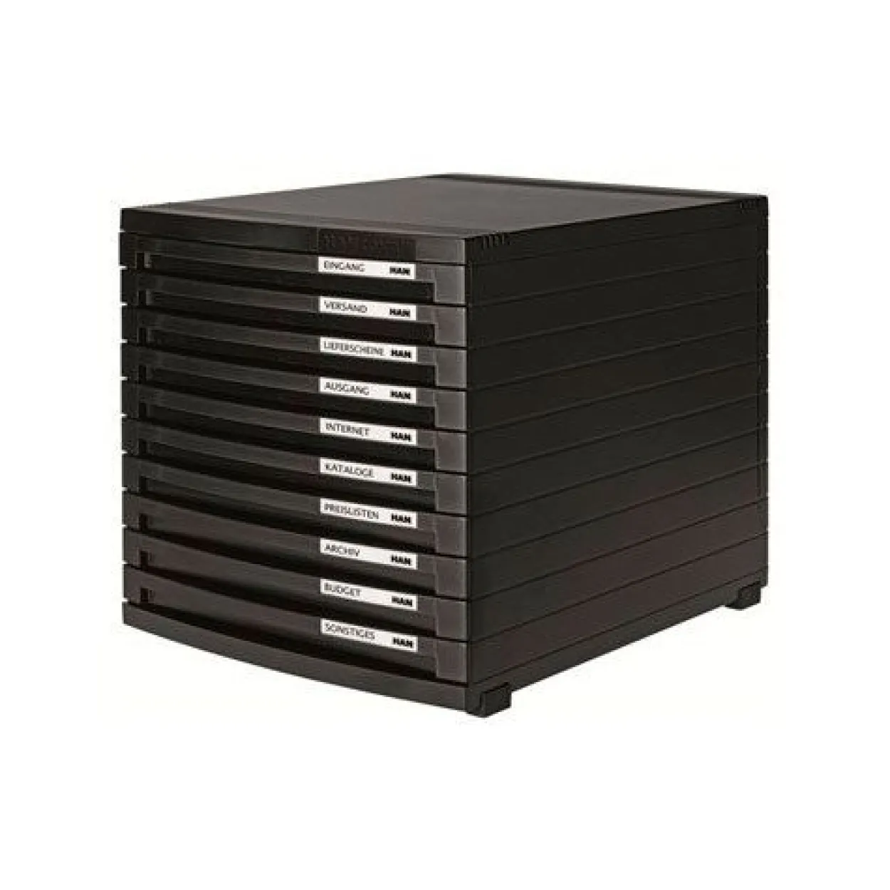 HAN Schubladenbox Contur schwarz 1510-13D, DIN B4 mit 10 Schubladen, 1 St.