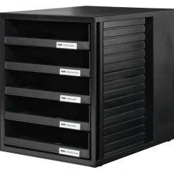 HAN Schubladenbox Schrank-Set schwarz 1401-13, DIN C4 mit 5 Schubladen