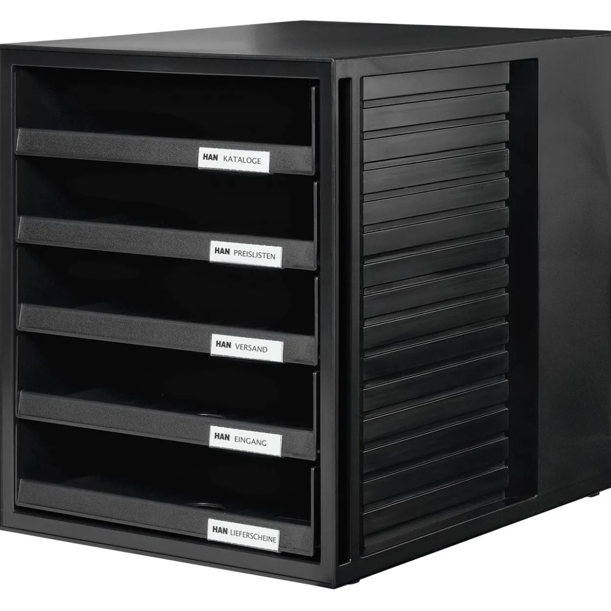 HAN Schubladenbox Schrank-Set schwarz 1401-13, DIN C4 mit 5 Schubladen