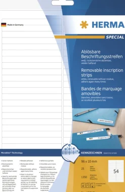 Herma 10015 ablösbar Beschriftungsstreifen 9.6x1 cm (25 Blatt (1350 Etiketten))