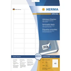 Herma 4346 ablösbar Universal-Etiketten 4.57x2.12 cm (25 Blatt (1200 Etiketten))