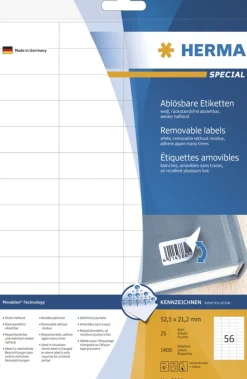 Herma 5080 ablösbar Universal-Etiketten 5.25x2.12 cm (25 Blatt (1400 Etiketten))