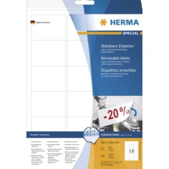 Herma 4203 ablösbar Universal-Etiketten 6.35x4.66 cm (25 Blatt (450 Etiketten))
