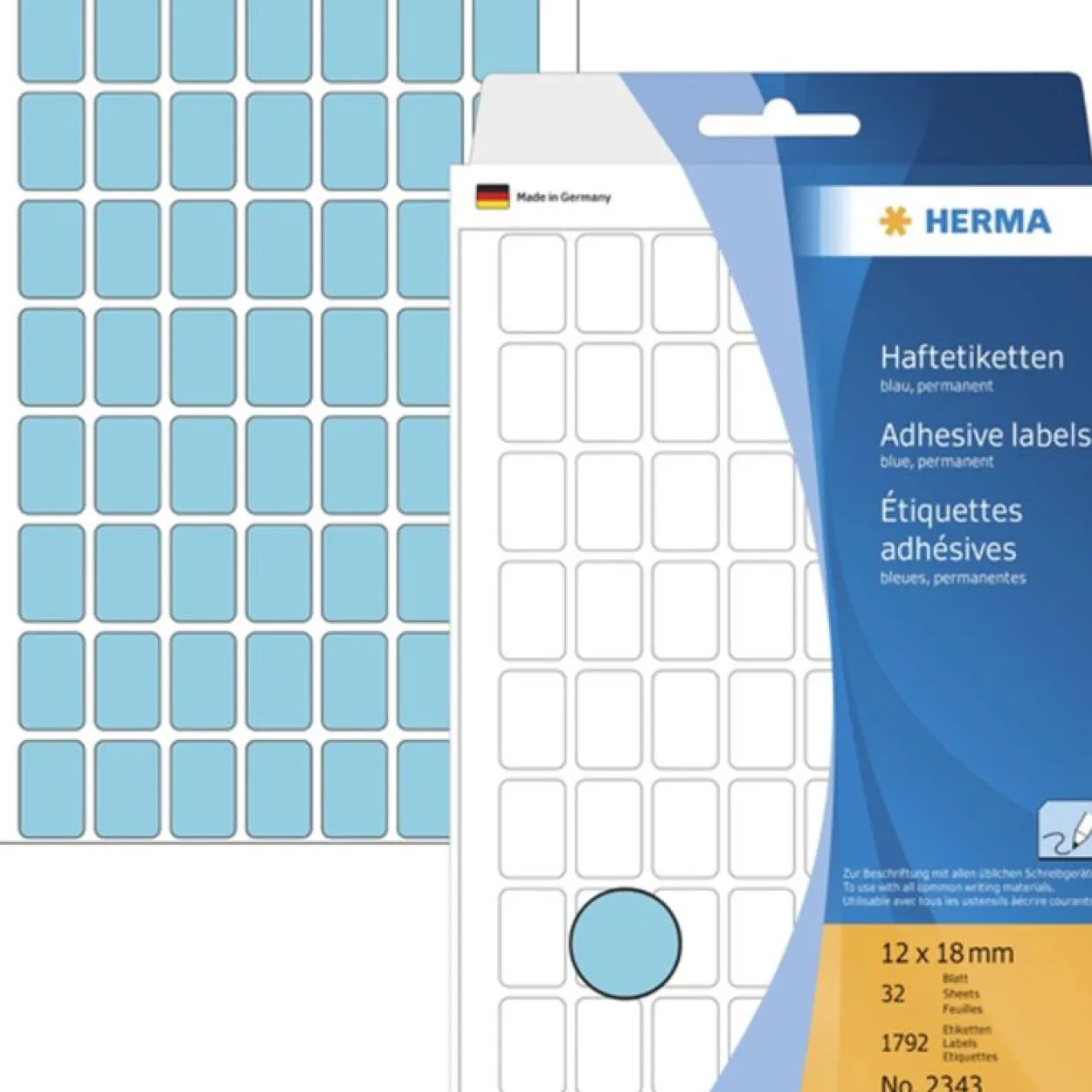 Herma 2343 blau Vielzwecketiketten 1.2x1.8 cm (32 Blatt (1792 Etiketten))