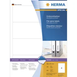 Herma 4284 blickdicht Ordneretiketten 19.2x6.1 cm (100 Blatt (400 Etiketten))