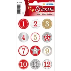 HERMA DECOR ADVENTSKALENDERZ.1-24, ROT Ø 2 cm