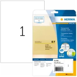 HERMA Folien-Etiketten SPECIAL, 210 x 297 mm, transparent