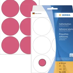 Herma 2286 leuchtrot Vielzwecketiketten 5x5 cm (24 Blatt (144 Etiketten))