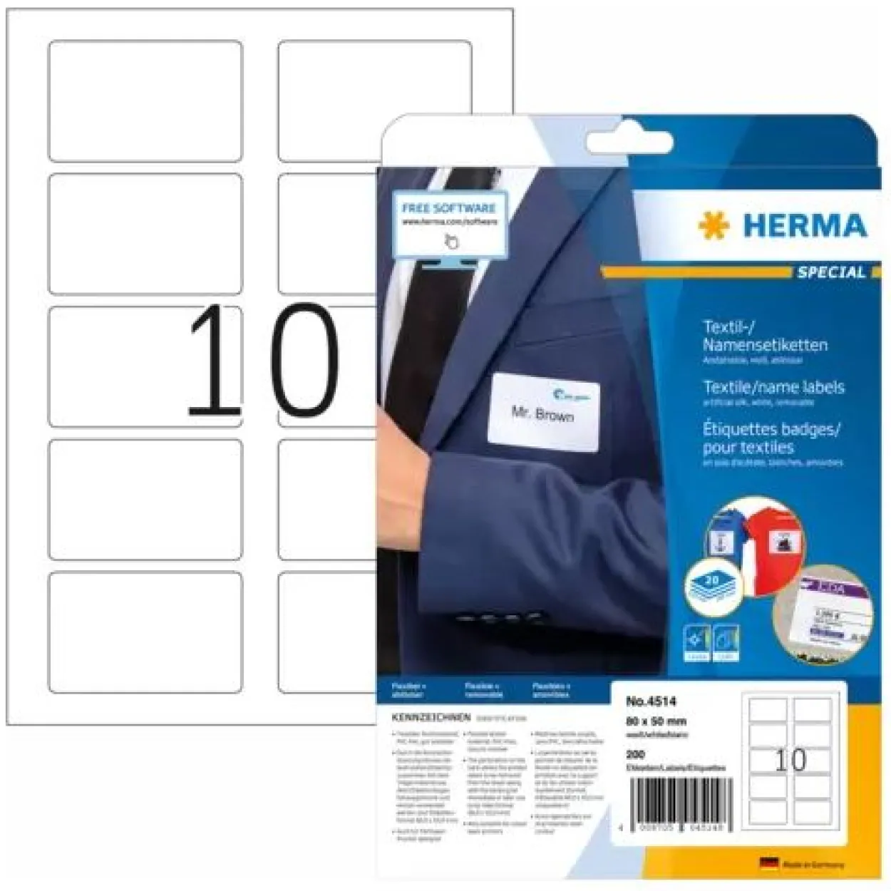 HERMA Namens-Etiketten SPECIAL, 80 x 50 mm, weiß