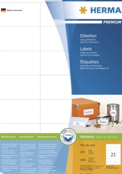 Herma 4634 Premium Universal-Etiketten 7x4.1 cm (200 Blatt (4200 Etiketten))