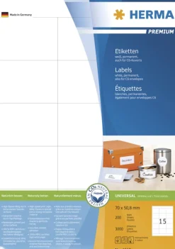 Herma 4618 Premium Universal-Etiketten 7x5.08 cm (200 Blatt (3000 Etiketten))