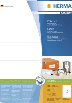 Herma 4629 Premium Universal-Etiketten 10.5x5.08 cm (200 Blatt (2000 Etiketten))