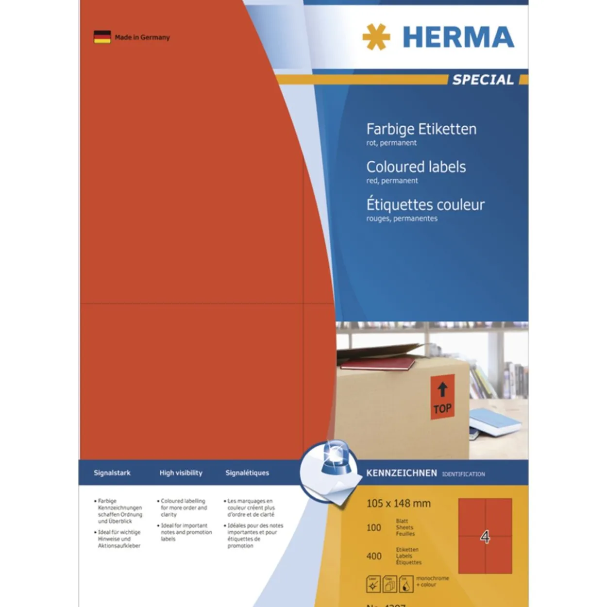 Herma 4397 rot Universal-Etiketten 10.2x14.8 cm (100 Blatt (400 Etiketten))